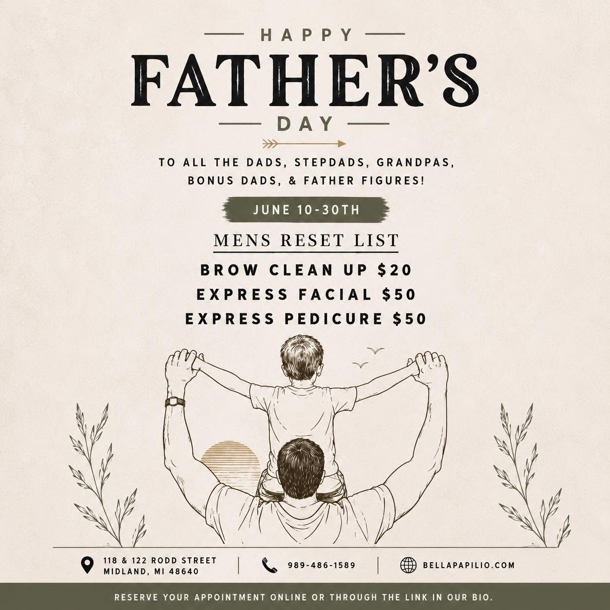 Fathers Day Special at Bella Papilio